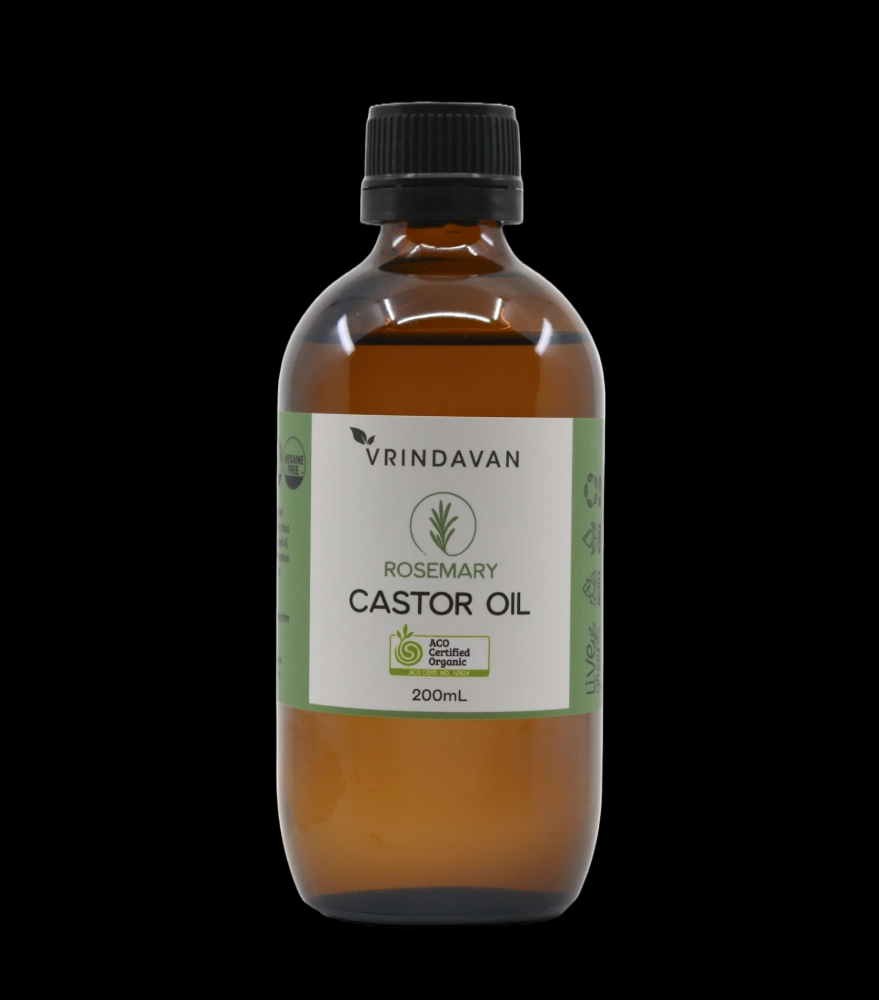 [VCOR10] Castor Oil, Rosemary Infused, Organic - Glass bottle 200ml