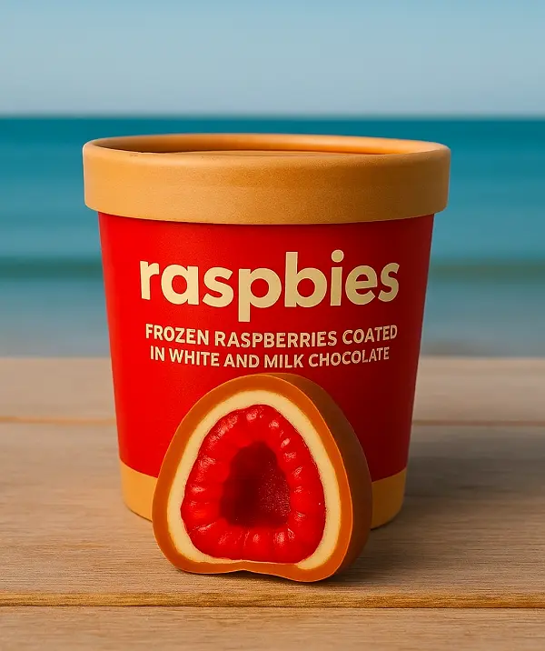 Frozen Raspberries in White and Milk Chocolate