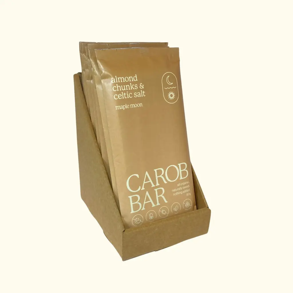 [MM-CB-7618] Carob Bars - Almond and Celtic Salt 90g